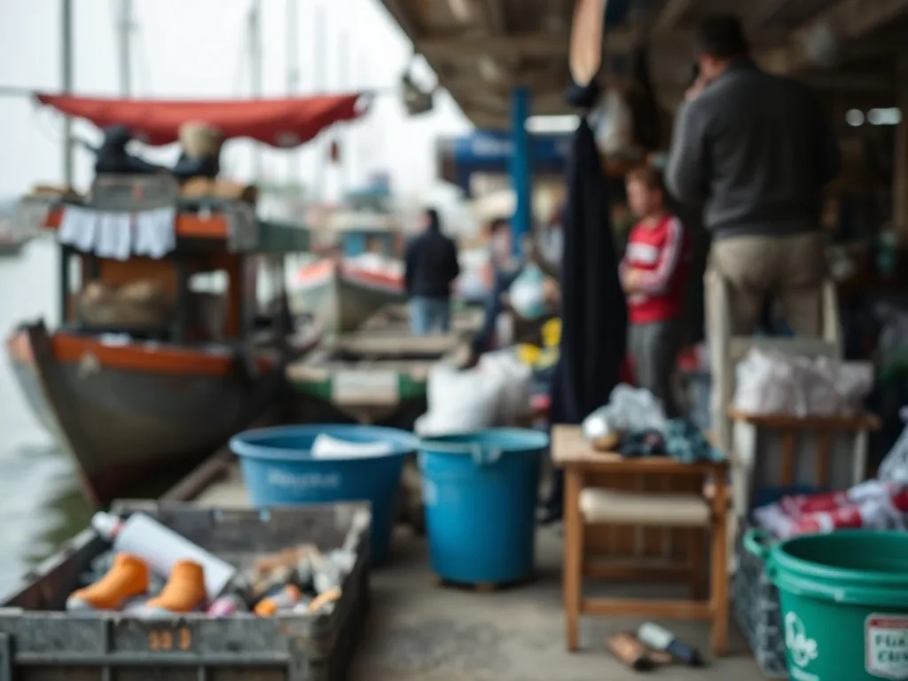 Carnet de pêche ouvert à côté d'un moulinet, d'une boîte de leurres et d'une tasse de café fumante