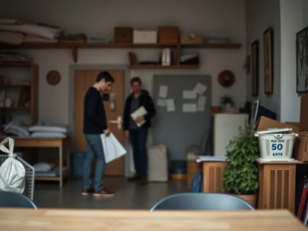 Femme passant l'aspirateur dans un salon lumineux, organisé et épuré, avec un planning ménage affiché sur le frigo en